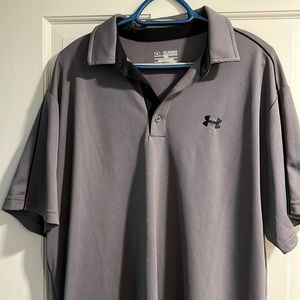 Men’s Under Armour Hear Gear gray polo. True to size. Barely worn